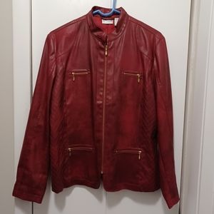 Chicos Maroon Moto Jacket